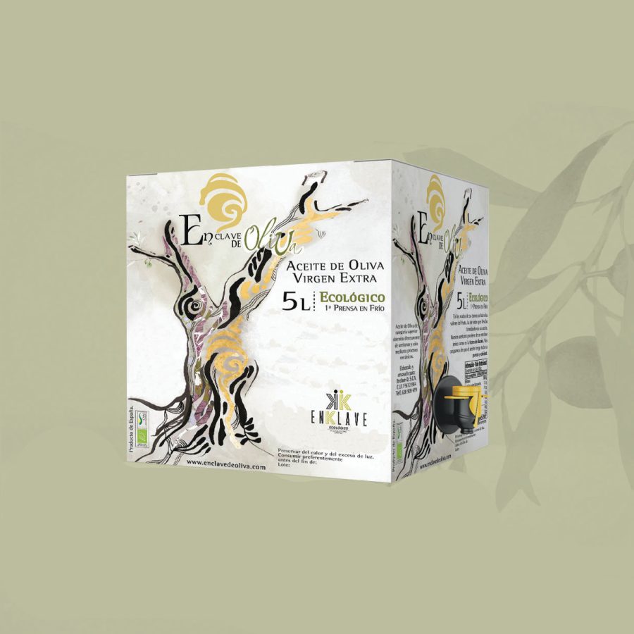 Aceite de oliva virgen extra ecológico en bag-in-box 5L (caja de 3 unidades = 15 L = 8,2 €/L) !!ULTIMAS UNIDADES!!